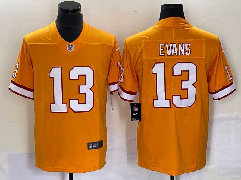 Mens Tampa Bay Buccaneers #13 Mike Evans Yellow Throwback Limited Stitched Jersey